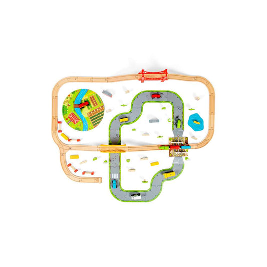 Bigjigs Rail Road & Rail Wooden Train Toy