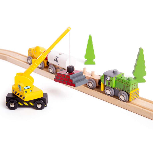 Bigjigs Rail Site Vehicles Wooden Toy Set 5 Pack