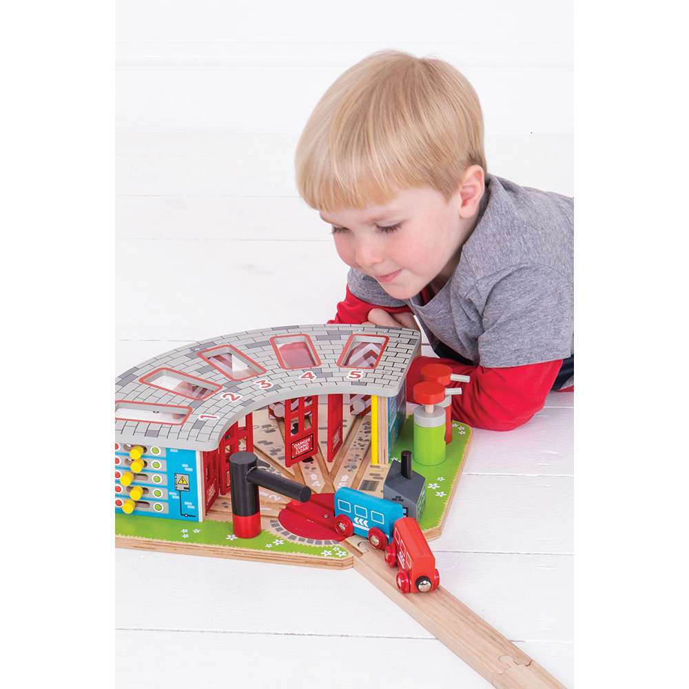 Bigjigs Rail Five Way Engine Shed Wooden Train Accessory