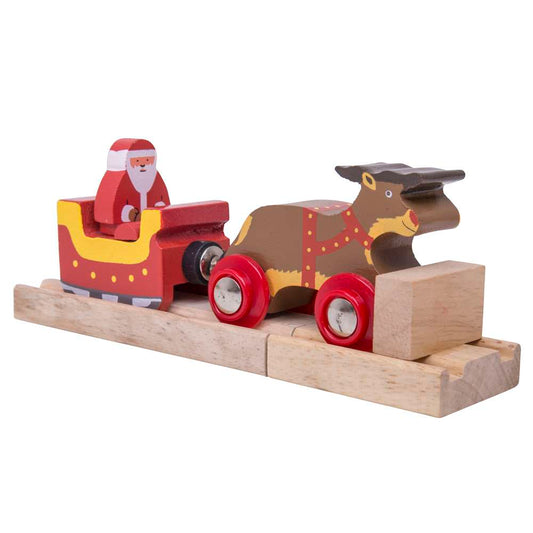 Bigjigs Rail Santa Sleigh with Reindeer Wooden Train Accessory
