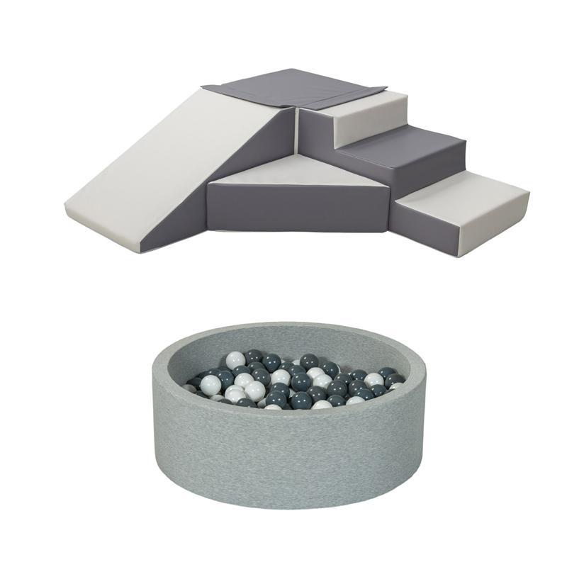 Soft Play Kingdom Step & Slide Ball Pit Bundle Grey