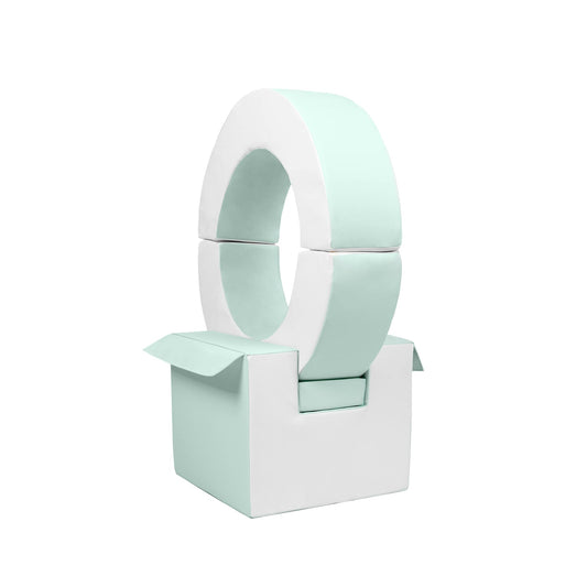 Soft Play Kingdom Hoop & Cube Step & Slide Add-On Pastel Mint White