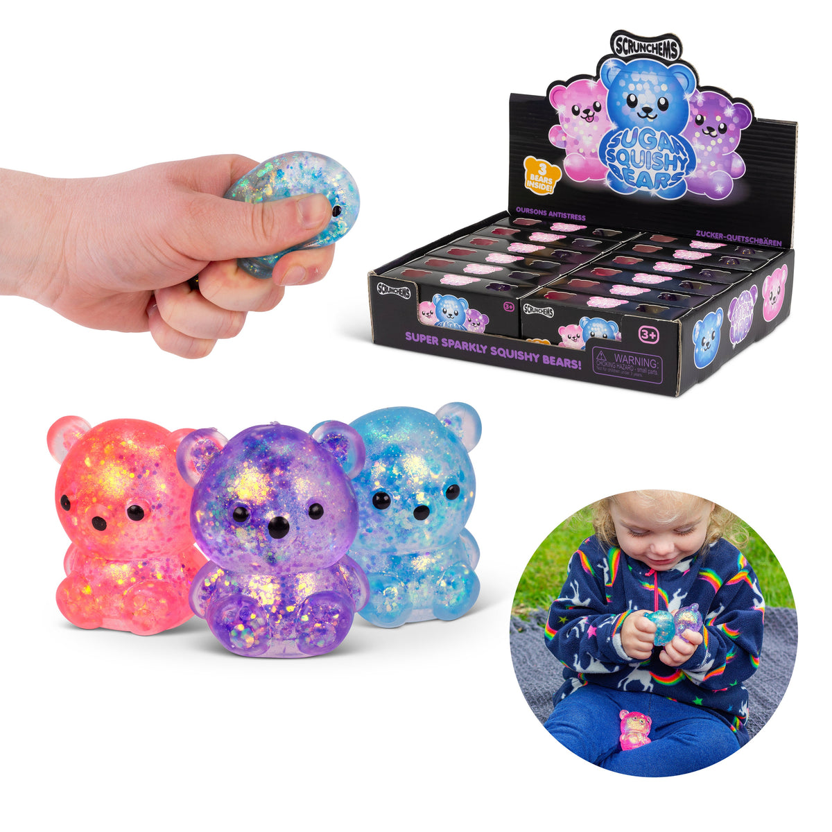 Scrunchems Sugar Bears Groovy Squishy Fidget Toy 3 Pack