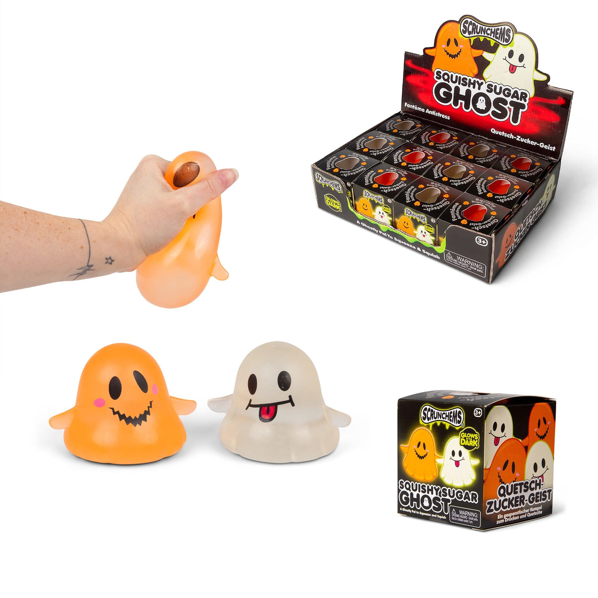 Scrunchems Squishy Sugar Ghost Glow in the Dark Fidget Toy