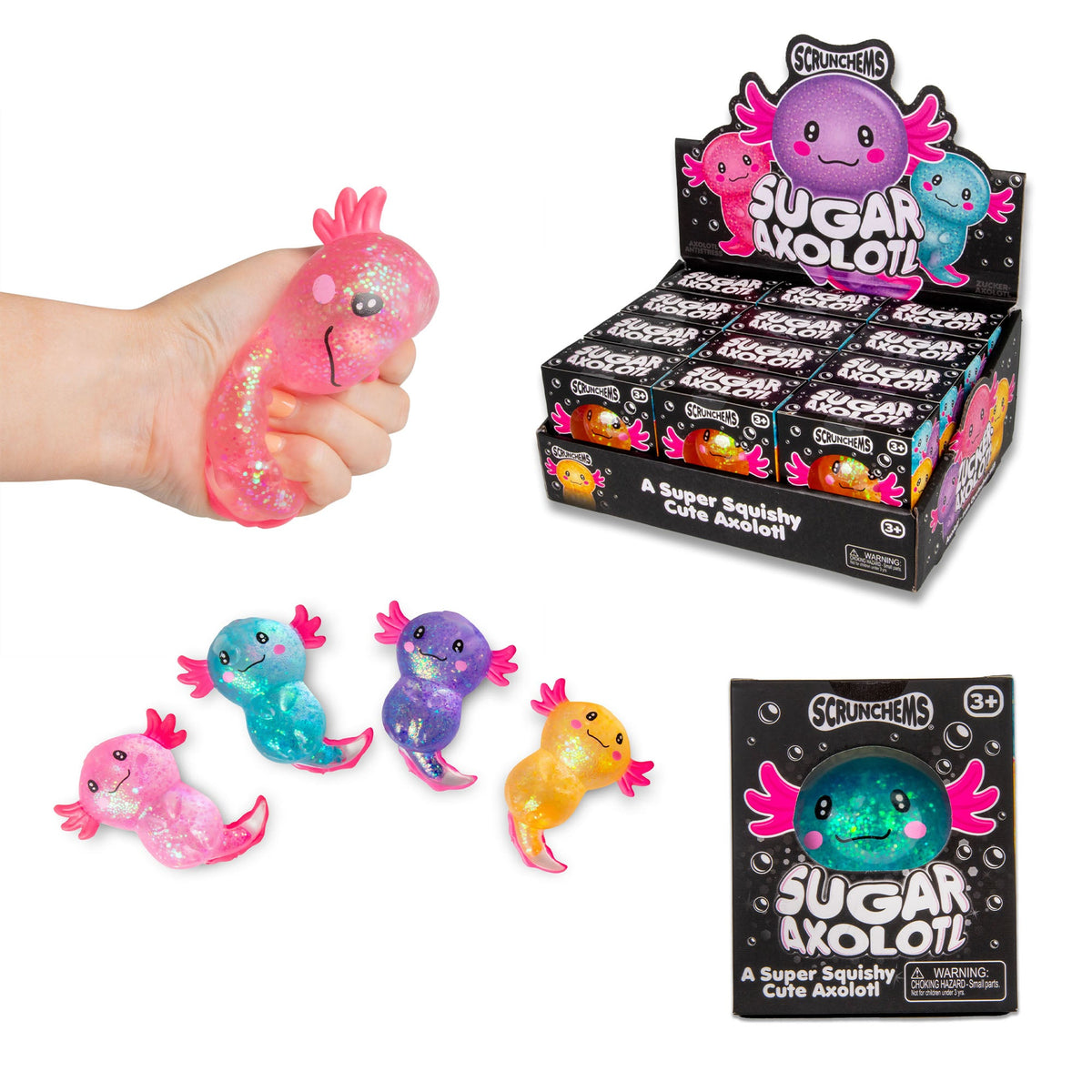 Scrunchems Sugar Axolotl Groovy Squishy Fidget Toy