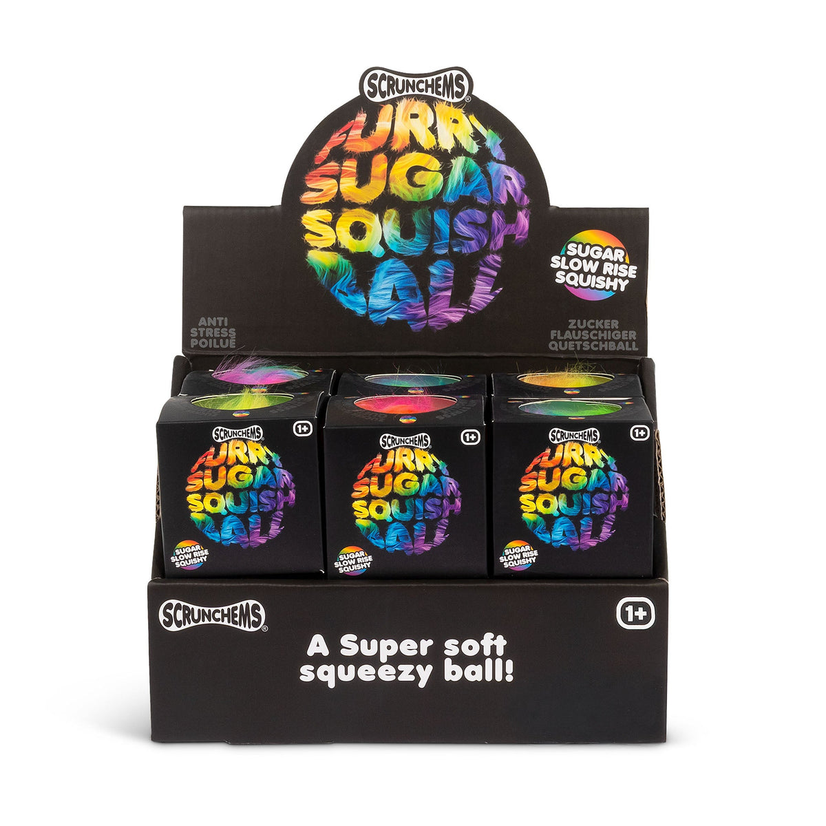 Scrunchems Furry Sugar Squish Ball Groovy Squishy Fidget Toy