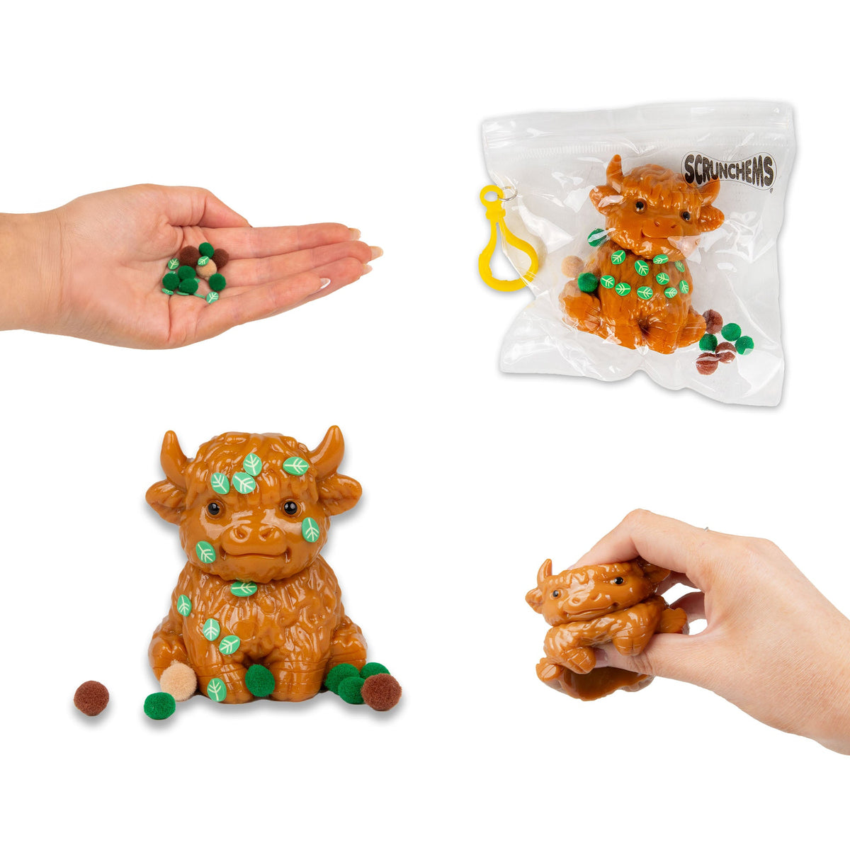 Scrunchems Sticky Highland Cow Groovy Squishy Fidget Toy