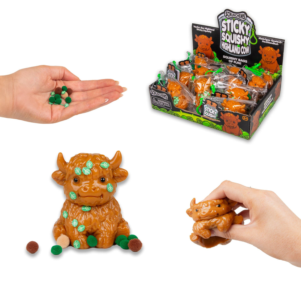 Scrunchems Sticky Highland Cow Groovy Squishy Fidget Toy