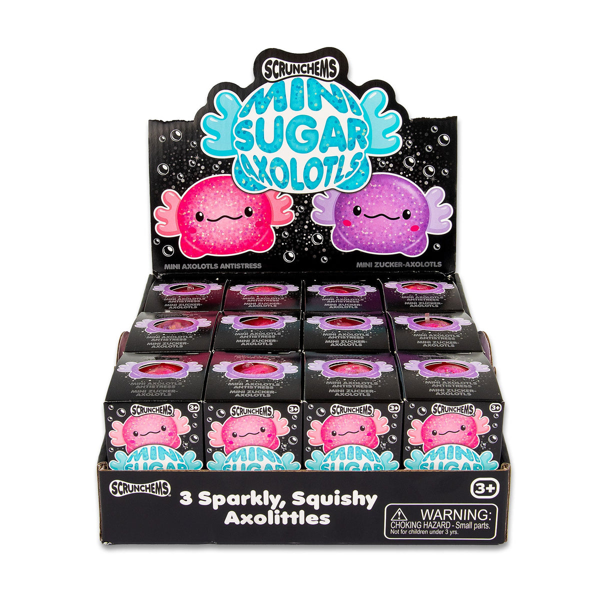 Scrunchems Mini Sugar Axolotls Groovy Squishy Fidget Toy 3 Pack
