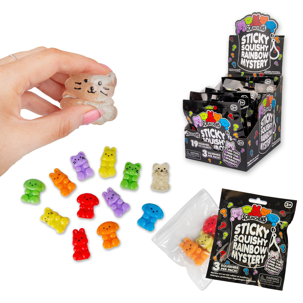 Scrunchems Sticky Squishy Rainbow Mystery Fidget Toy 3 Pack
