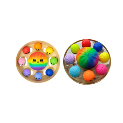 Scrunchems Mega Rainbow Dumpling Groovy Squishy Fidget Toy 9 Pack