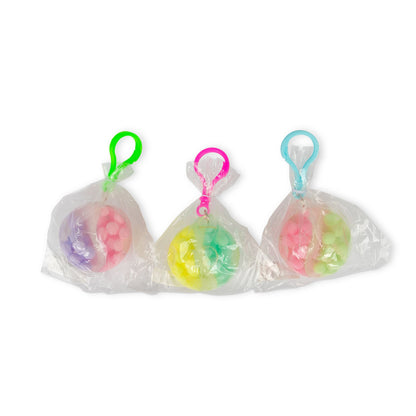 Scrunchems Two-Tone Bead Ball Groovy Squishy Fidget Toy Keychain