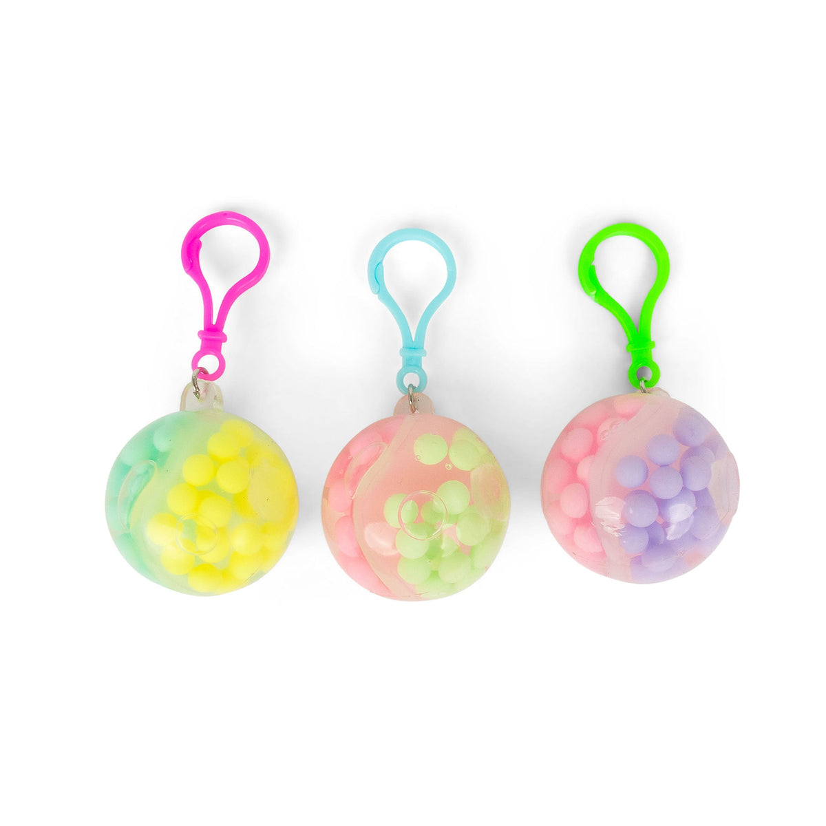 Scrunchems Two-Tone Bead Ball Groovy Squishy Fidget Toy Keychain