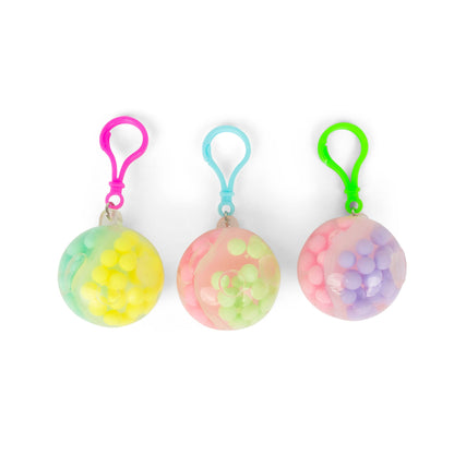 Scrunchems Two-Tone Bead Ball Groovy Squishy Fidget Toy Keychain