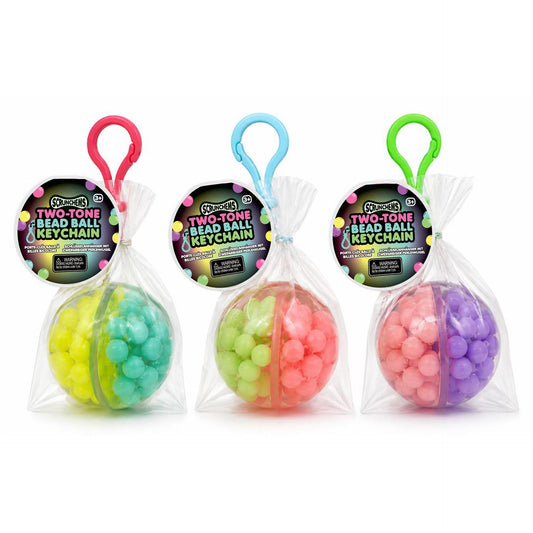 Scrunchems Two-Tone Bead Ball Groovy Squishy Fidget Toy Keychain