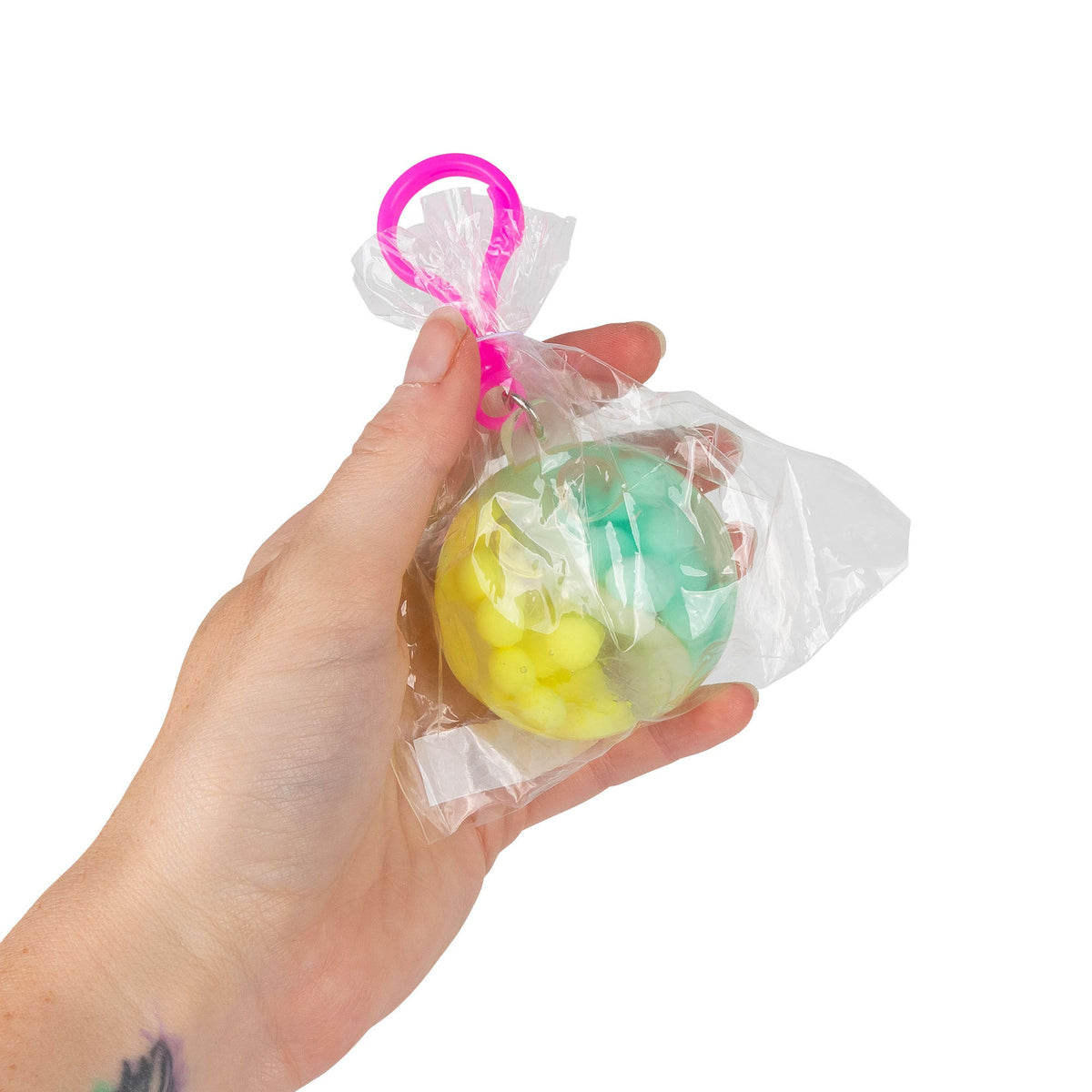 Scrunchems Two-Tone Bead Ball Groovy Squishy Fidget Toy Keychain