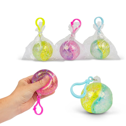 Scrunchems Two-Tone Glitter Ball Keychain Fidget Toy