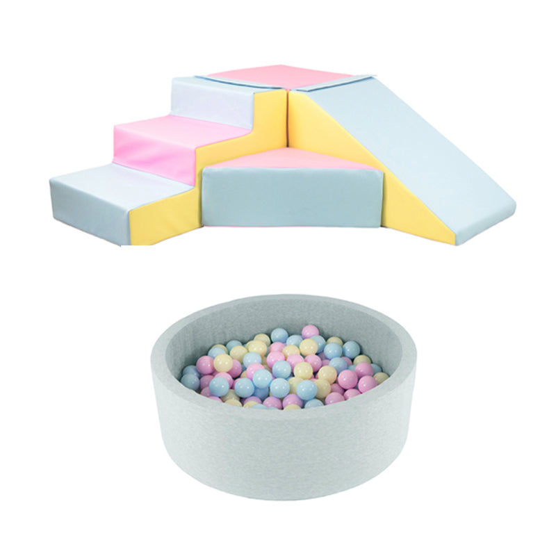 Soft Play Kingdom Step & Slide Round Ball Pit Bundle Pastel Trio