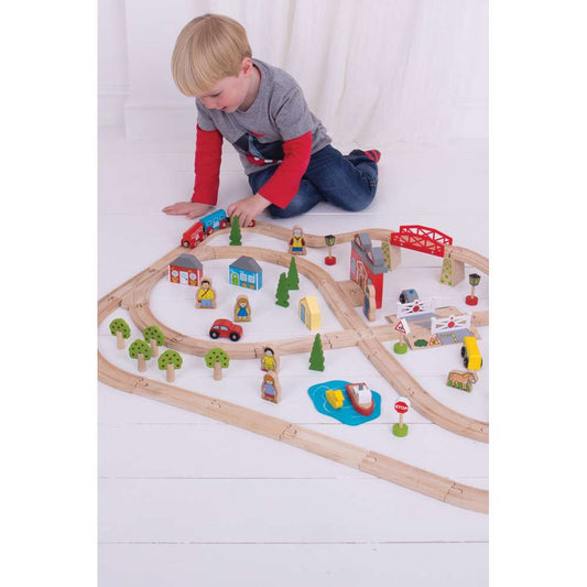 Bigjigs Rail Town and Country Wooden Train Set