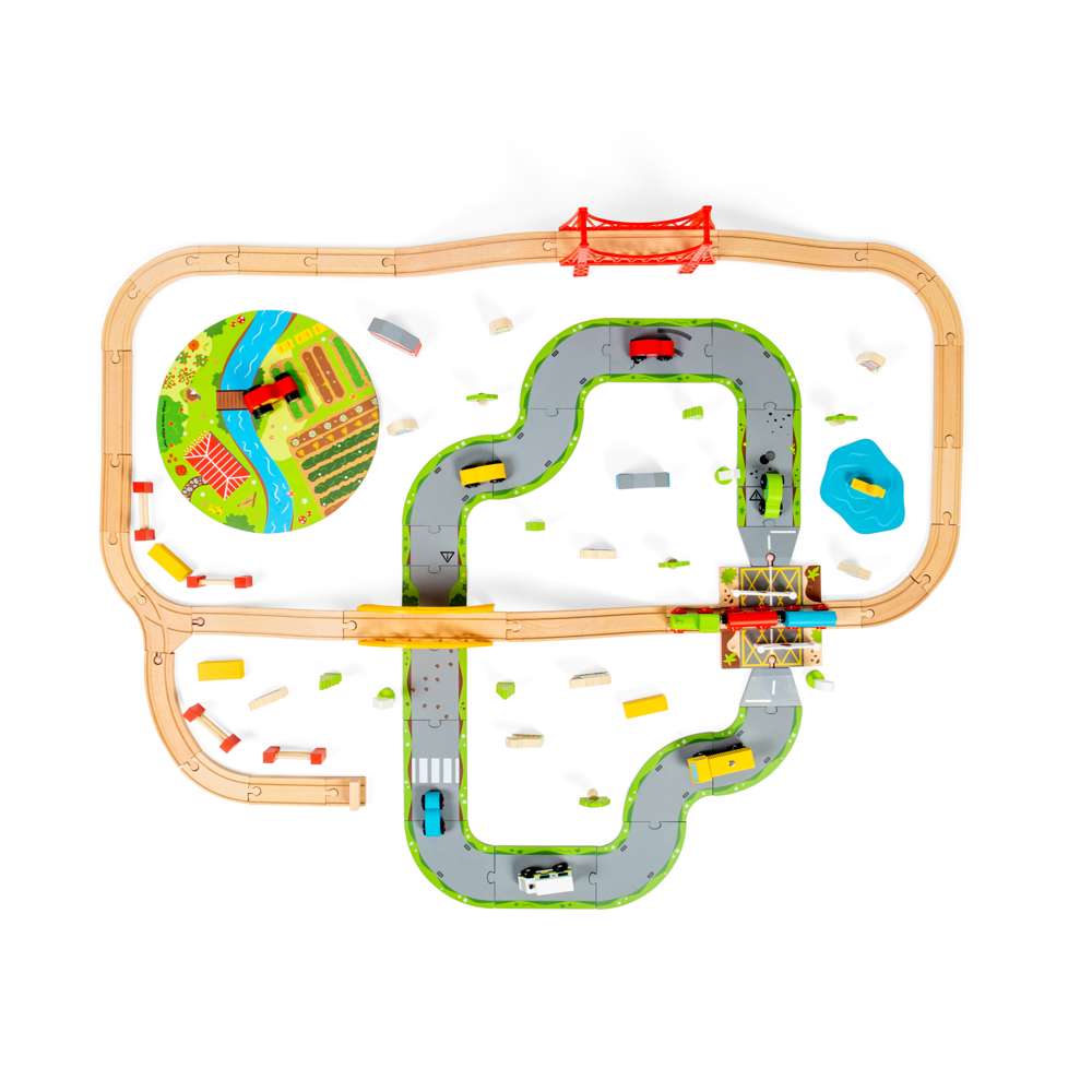 Bigjigs Rail Road & Rail Wooden Train Toy