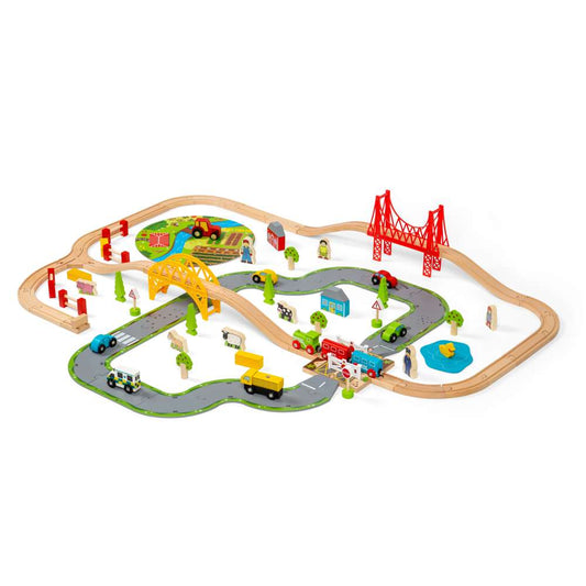Bigjigs Rail Road & Rail Wooden Train Toy