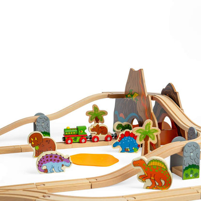 Bigjigs Rail Dinosaur Wooden Train Set