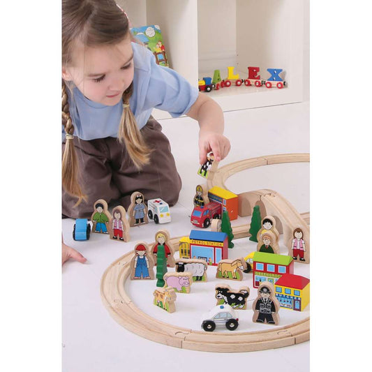 Bigjigs Rail Trackside Accessory Set Wooden Toy