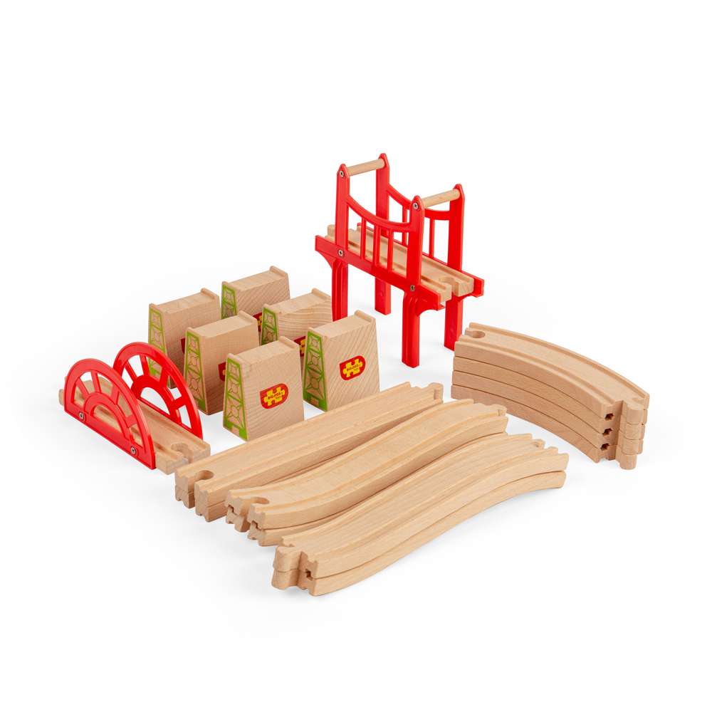 Bigjigs Rail Bridge Expansion Set Wooden Train Accessory