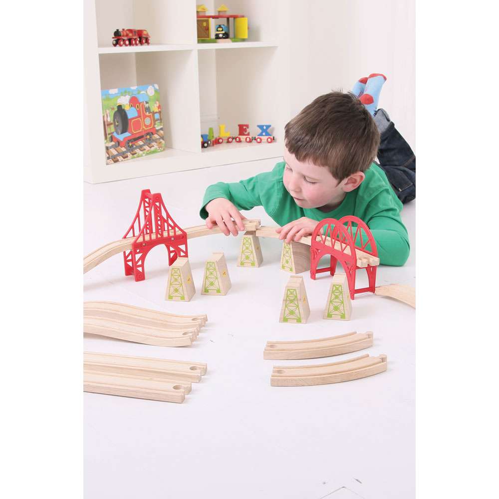 Bigjigs Rail Bridge Expansion Set Wooden Train Accessory