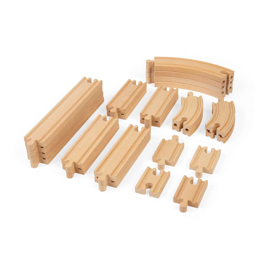 Bigjigs Rail Curves and Straights Expansion Wooden Train Track Set