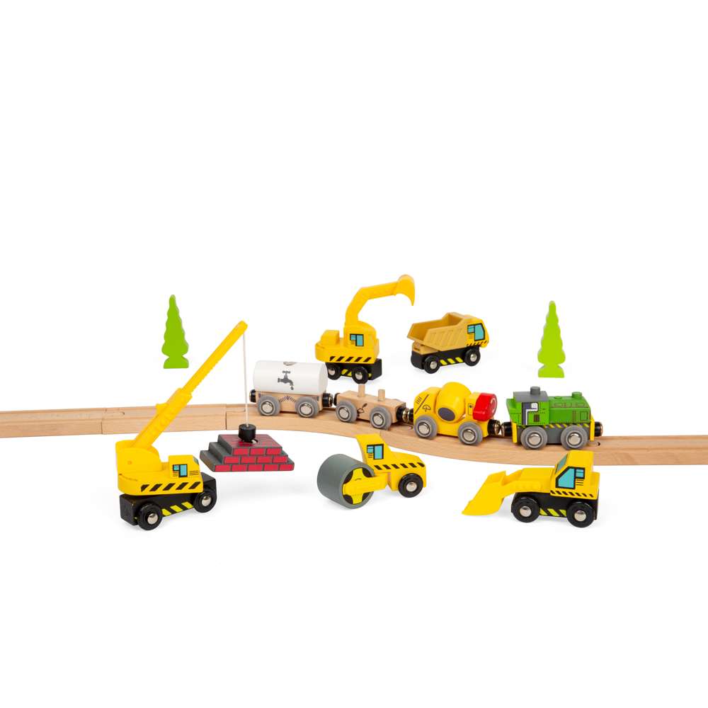 Bigjigs Rail Site Vehicles Wooden Toy Set 5 Pack