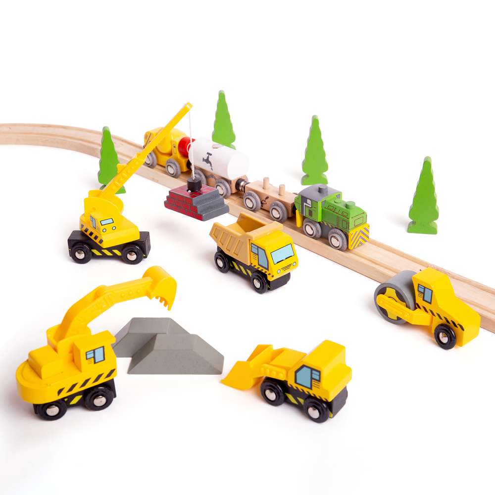 Bigjigs Rail Site Vehicles Wooden Toy Set 5 Pack
