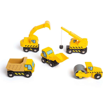 Bigjigs Rail Site Vehicles Wooden Toy Set 5 Pack
