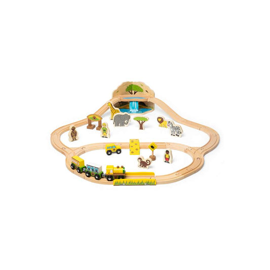 Bigjigs Rail Safari Wooden Train Set