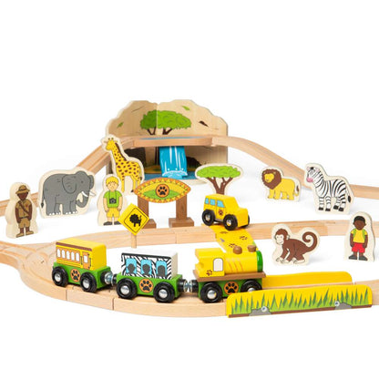 Bigjigs Rail Safari Wooden Train Set