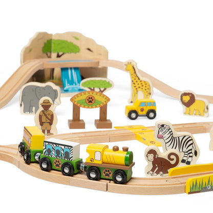 Bigjigs Rail Safari Wooden Train Set