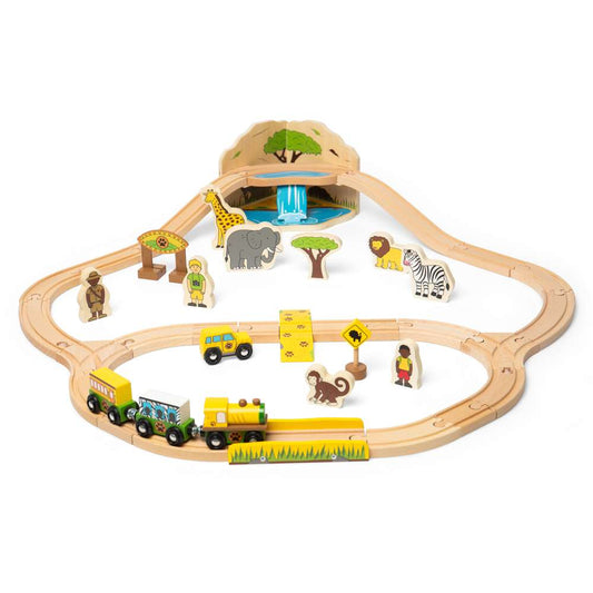 Bigjigs Rail Safari Wooden Train Set