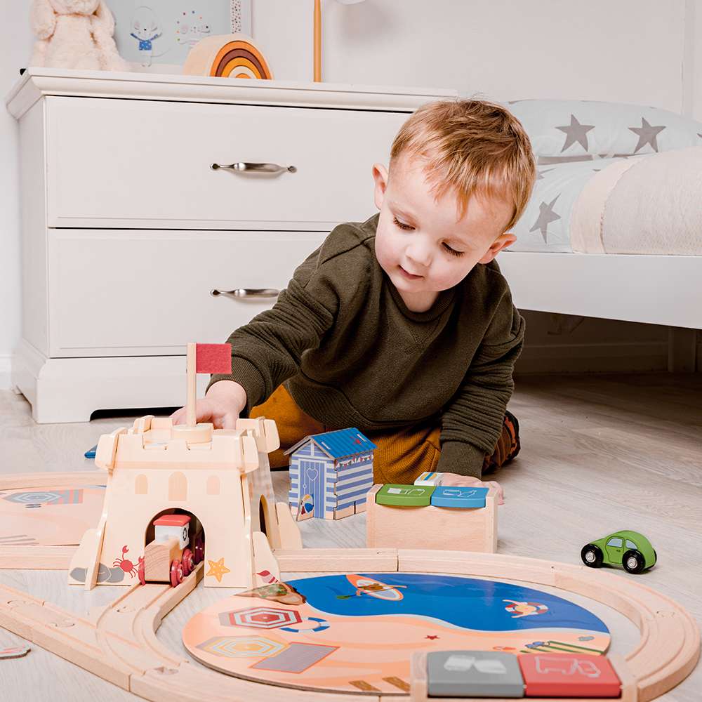 Bigjigs Rail Coastal Clean Up Wooden Train Toy