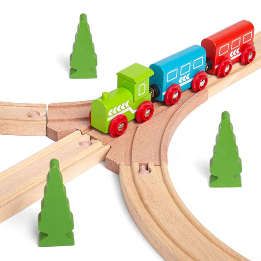 Bigjigs Rail Three Way Points Wooden Railway Track Expansion 2 Pack