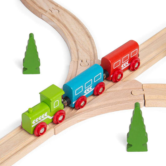 Bigjigs Rail Three Way Points Wooden Railway Track Expansion 2 Pack