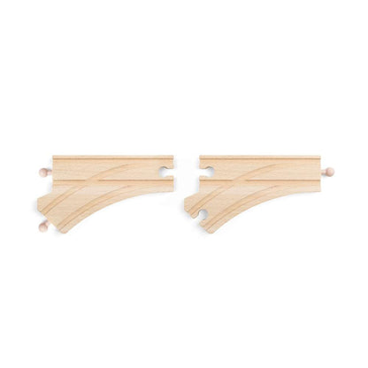 Bigjigs Rail Curved Points Wooden Railway Track Accessory 2 Pack