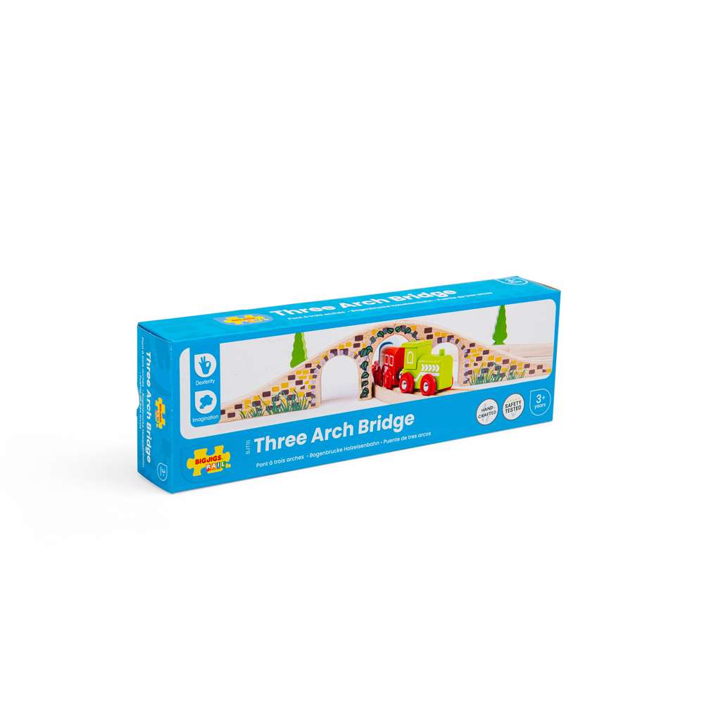 Bigjigs Rail Three Arch Bridge Wooden Train Accessory