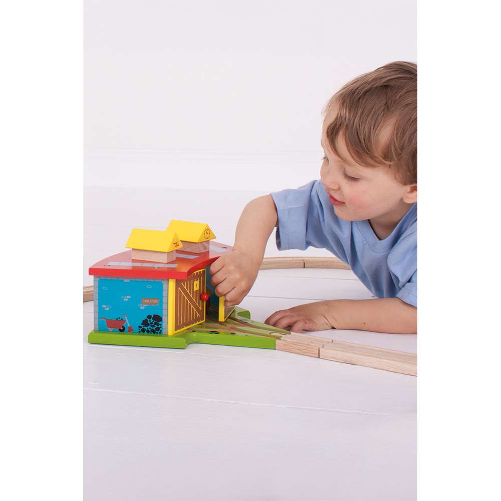 Bigjigs Rail Triple Engine Shed Wooden Train Accessory