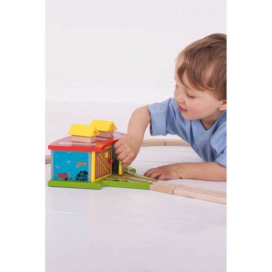 Bigjigs Rail Triple Engine Shed Wooden Train Accessory