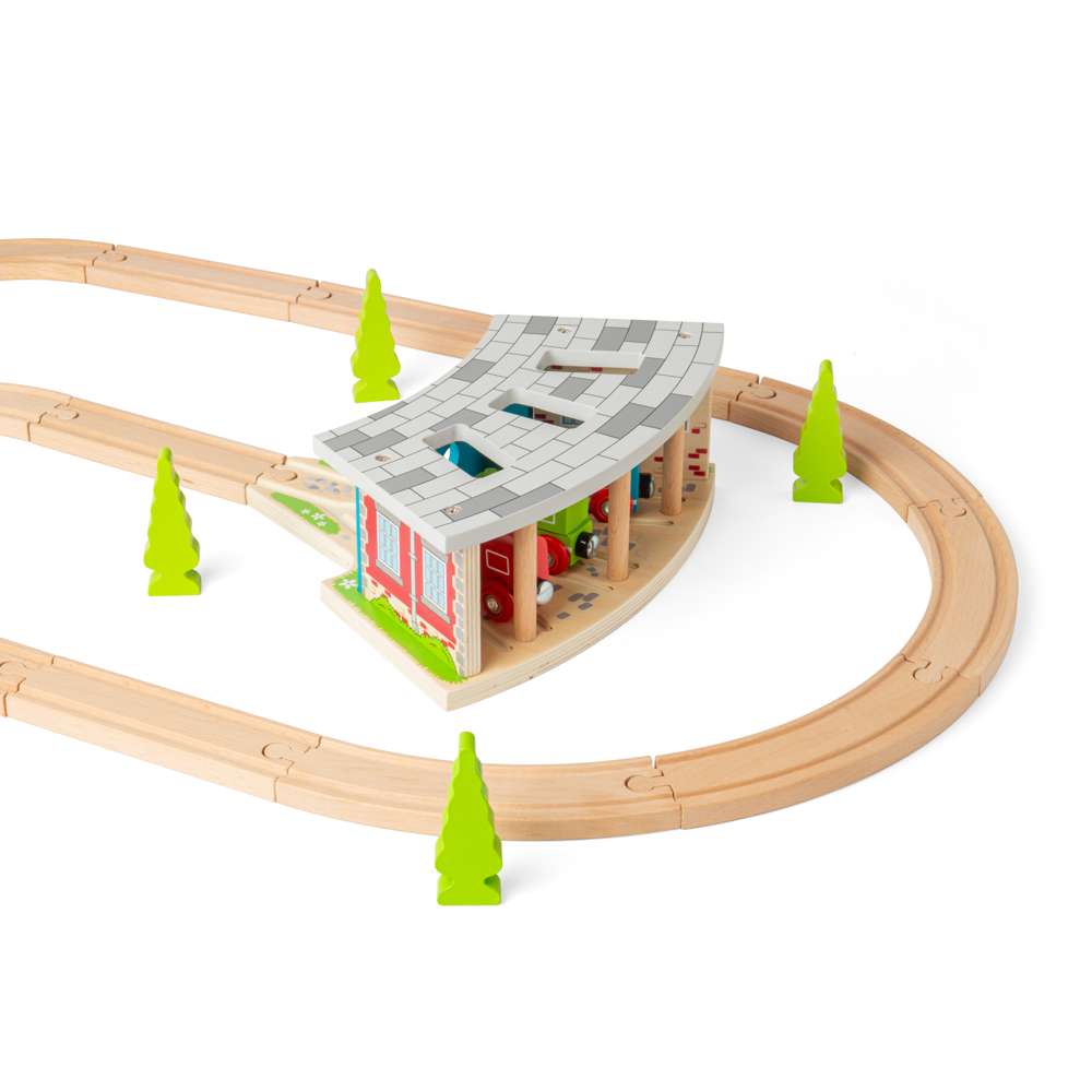 Bigjigs Rail Triple Engine Shed Wooden Train Accessory