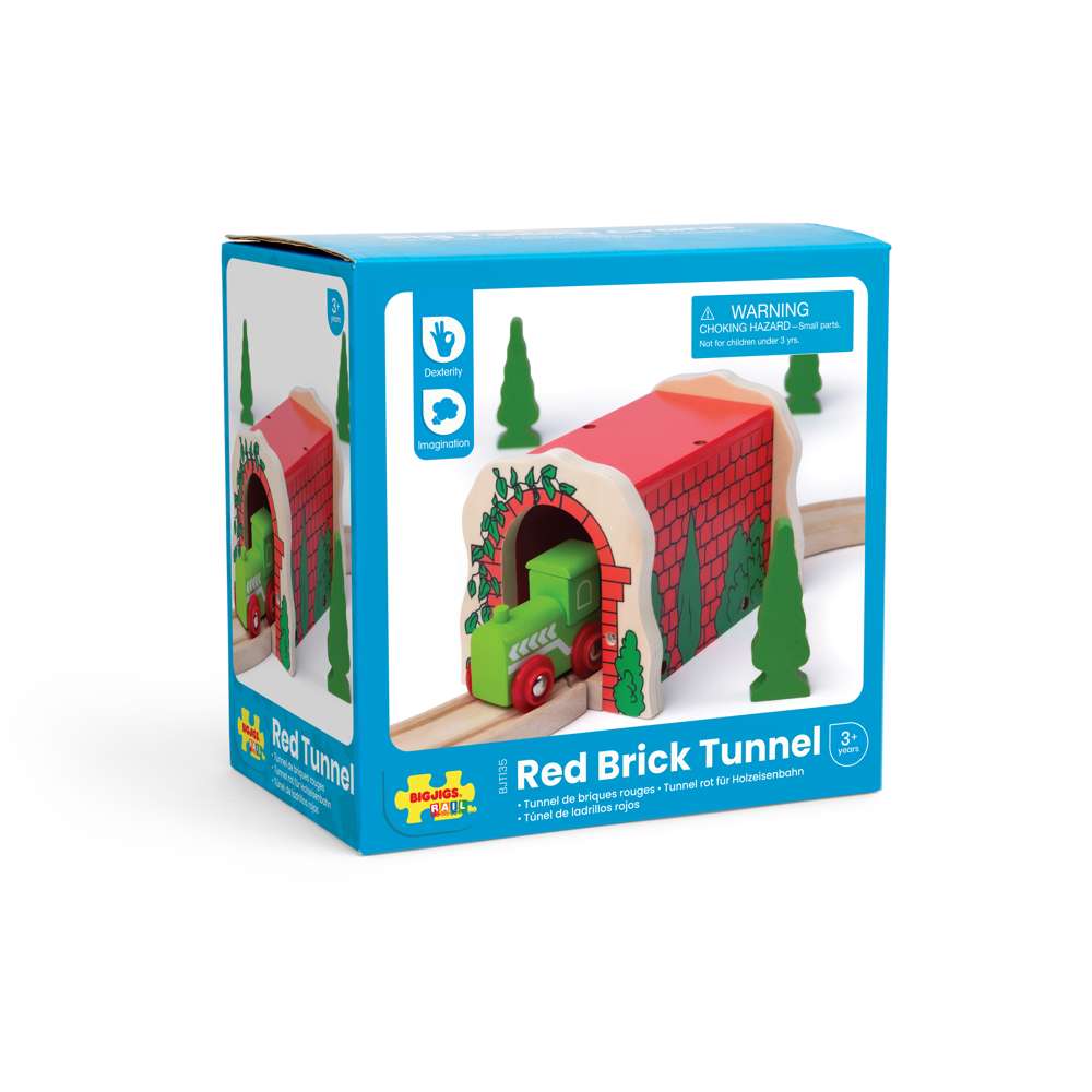 Bigjigs Rail Red Brick Tunnel Wooden Train Accessory