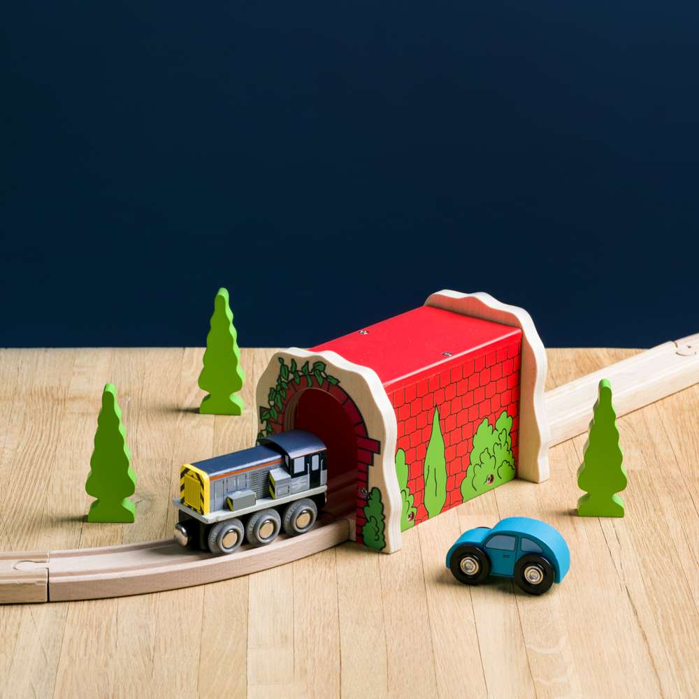 Bigjigs Rail Red Brick Tunnel Wooden Train Accessory