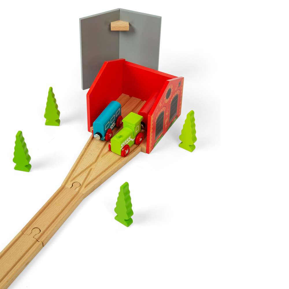 Bigjigs Rail Double Engine Shed Wooden Train Accessory
