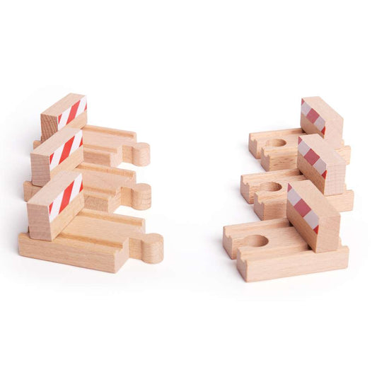 Bigjigs Rail Buffers Wooden Railway Track Accessory 6 Pack