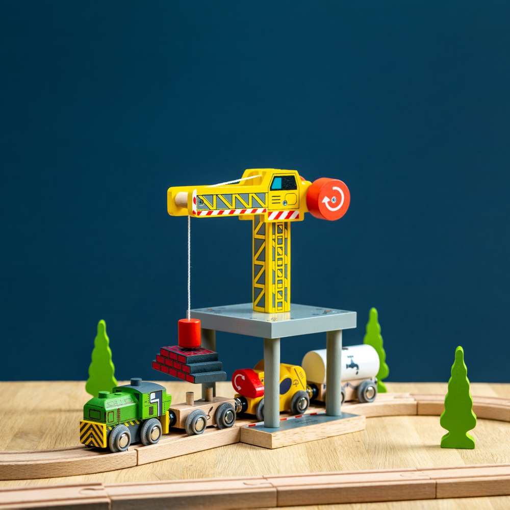 Bigjigs Rail Big Yellow Crane Wooden Train Accessory